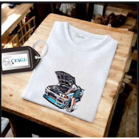 Erkek Ön Baskili T-shirt Plus Model